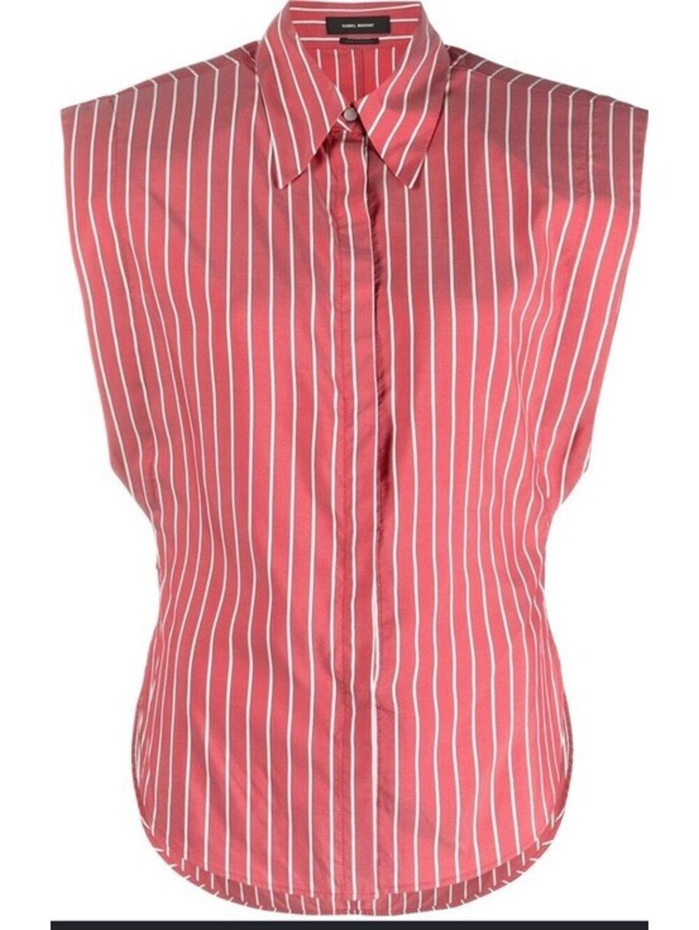 Isabel Marant Enza Red Striped Silk Fitted Collared Blouse Size 36 (Small) $700